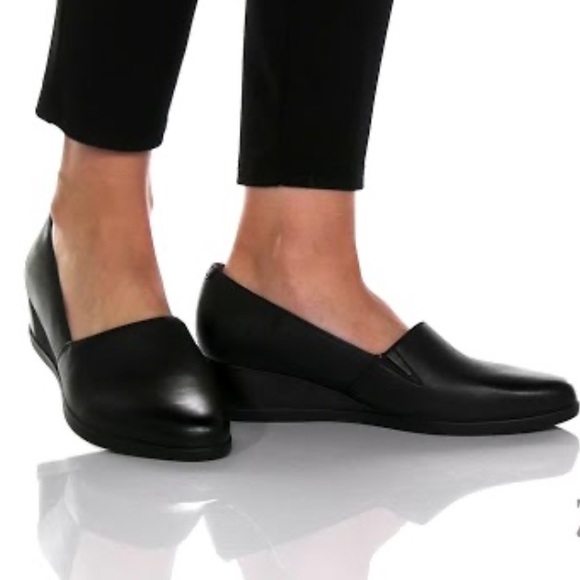 Dansko Shoes - Dansko Shanda Black Waterproof Leather Slip On Wedges 37
